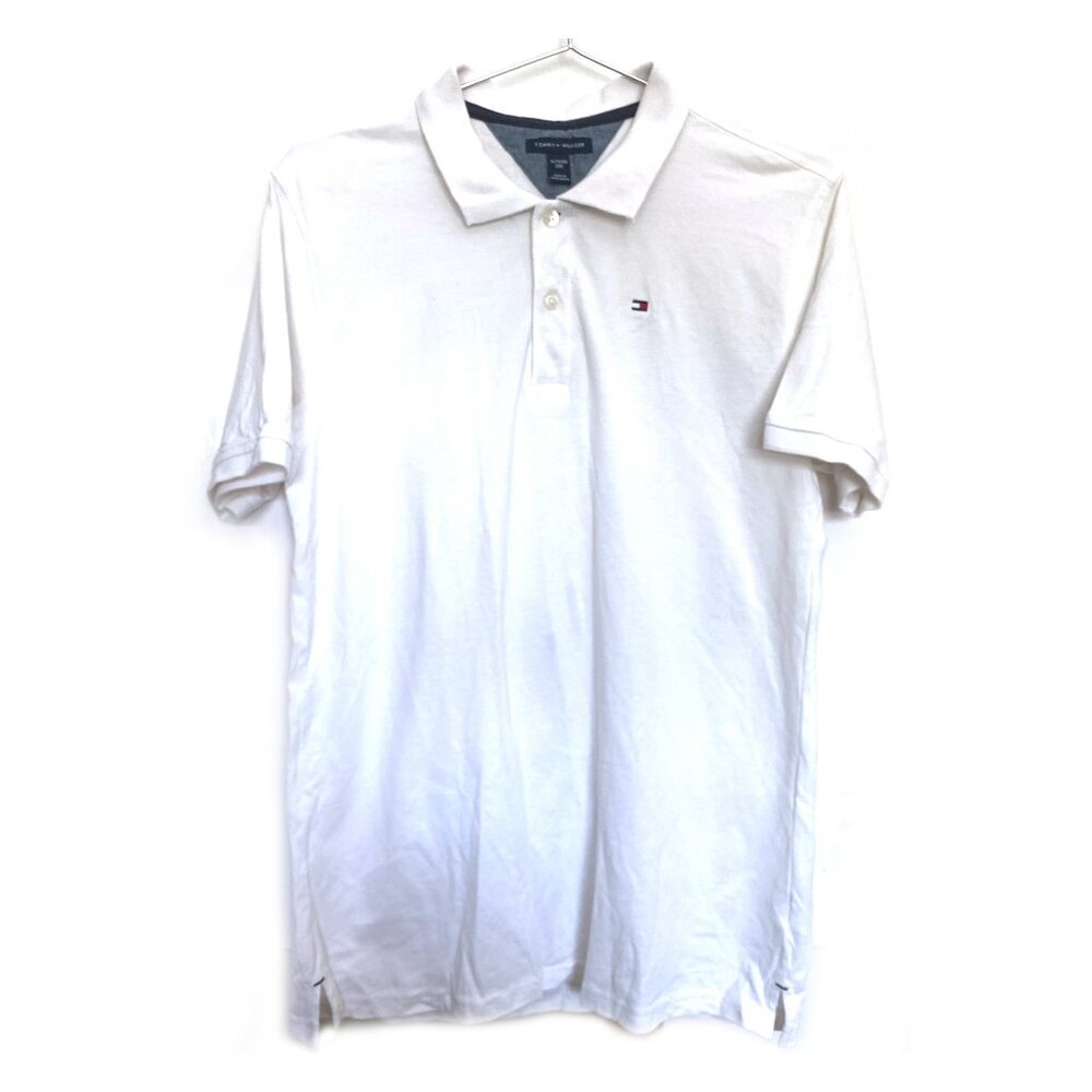 Tommy Hilfiger Boys Short Sleeve Premium Pique Polo Shirt, Button, white, size20